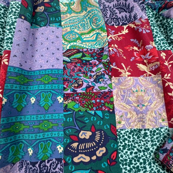 Coldwater Creek Vintage Silk Cotton Patchwork Floral Boho Blouse Women's Size M - Picture 6 of 7